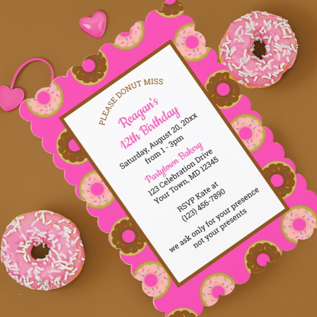 Doughnut Sprinkles Pink Birthday Invitation (Creator Uploaded)