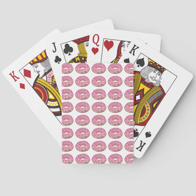 Doughnut Sprinkles Pink Frosting Doughnut Doughnut Playing Cards (Back)