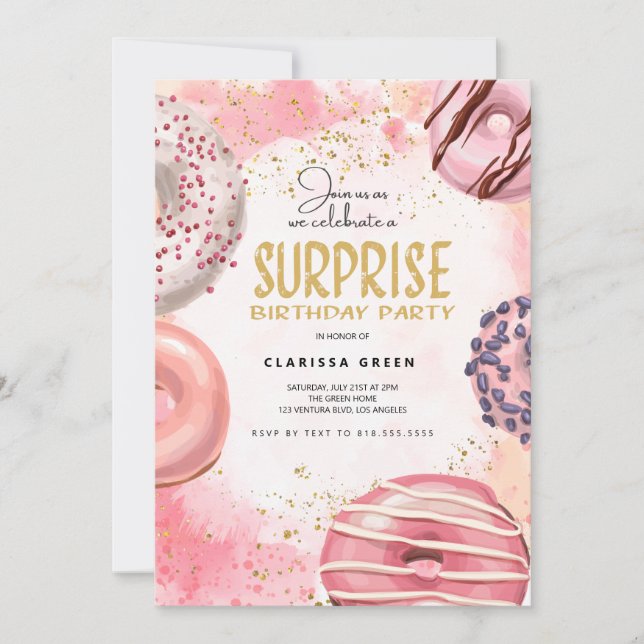 Doughnut SURPRISE party Invitation (Front)