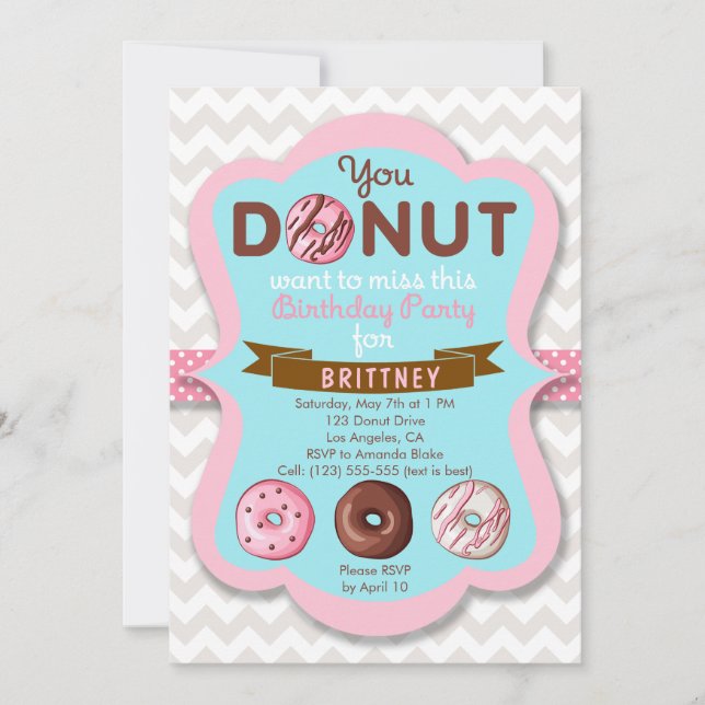 Doughnut Sweet Birthday Party Invitation (Front)
