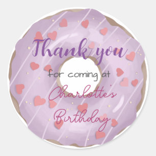 Doughnut Sweet Birthday Thank You Classic Round Sticker