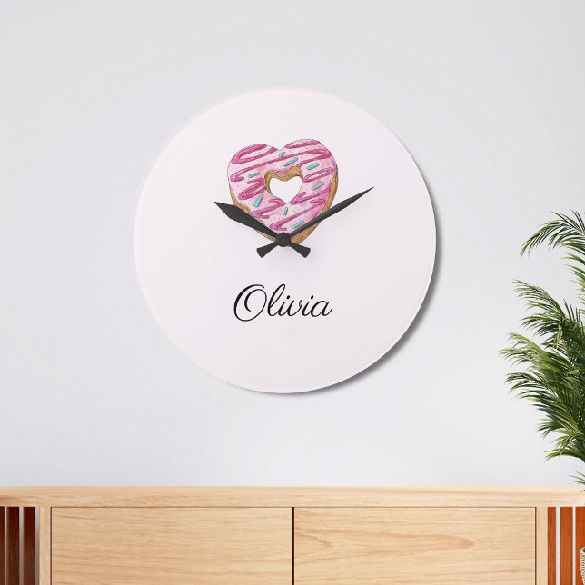 Doughnut Sweet Girl Sprinkles Large Clock (Creator Uploaded)