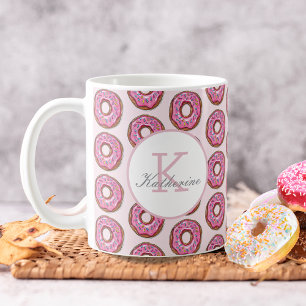 Doughnut Sweet Girl Sprinkles Pattern Custom Name Coffee Mug
