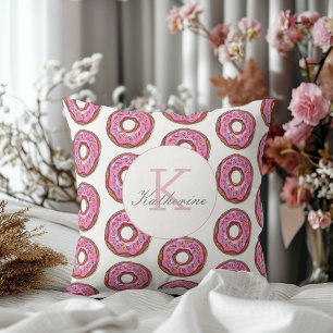 Doughnut Sweet Girl Sprinkles Pattern Custom Name Cushion