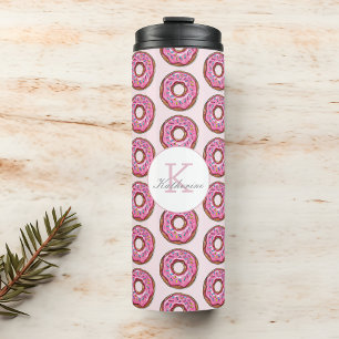 Doughnut Sweet Girl Sprinkles Pattern Custom Name  Thermal Tumbler