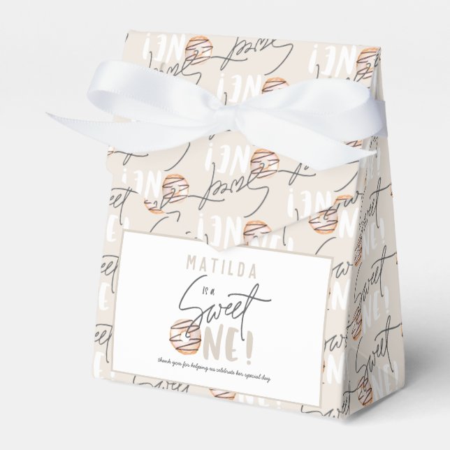 Doughnut sweet one 1st birthday party favour box (Front Side)