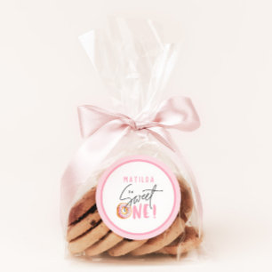 Doughnut sweet one 1st birthday party favour classic round sticker