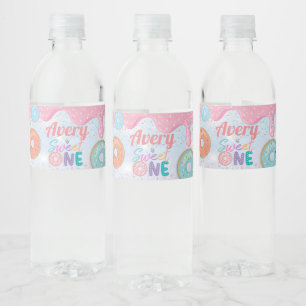 Doughnut Sweet One 1st Birthday Party Favour Wate Water Bottle Label