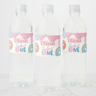 Doughnut Sweet One 1st Birthday Party Favour Wate Water Bottle Label