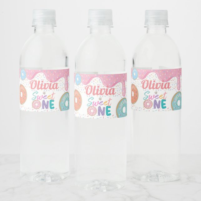 Doughnut Sweet One 1st Birthday Party Favour  Wate Water Bottle Label (Bottles)
