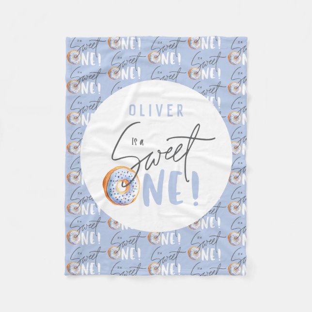 Doughnut sweet one 1st birthday party ` fleece blanket (Front)