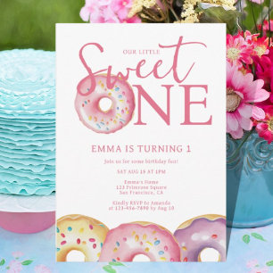 Doughnut Sweet One 1st Birthday Party  Invitation