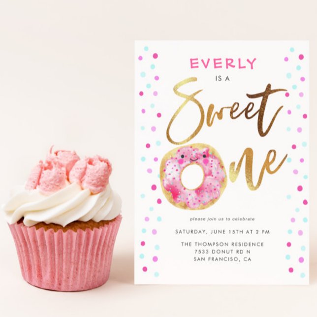 Doughnut Sweet One 1st Birthday Party Invitation (Creator Uploaded)