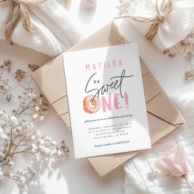 Doughnut sweet one 1st birthday party invitation (Creator Uploaded)