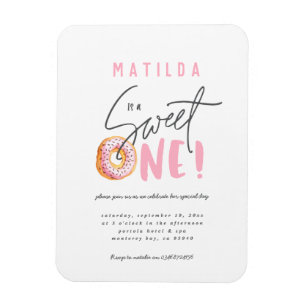 Doughnut sweet one 1st birthday party invitation magnet