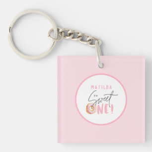 Doughnut sweet one 1st birthday party key ring