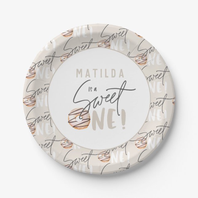 Doughnut sweet one 1st birthday party paper plate (Front)