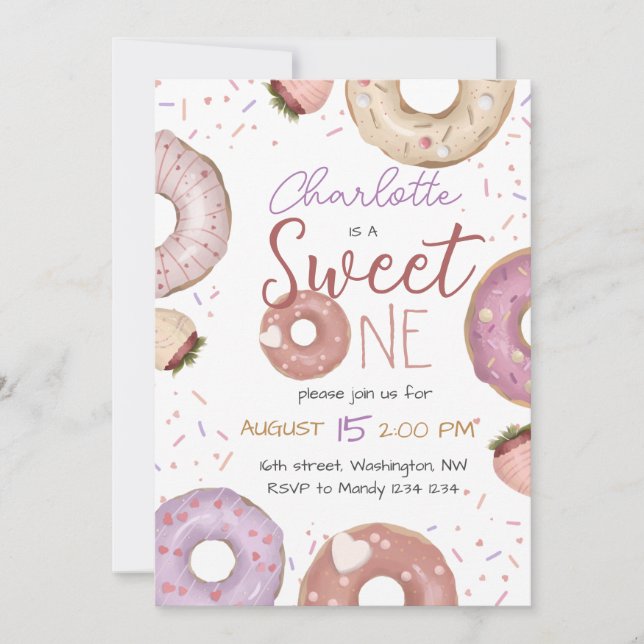 Doughnut Sweet One Birthday Invitation (Front)