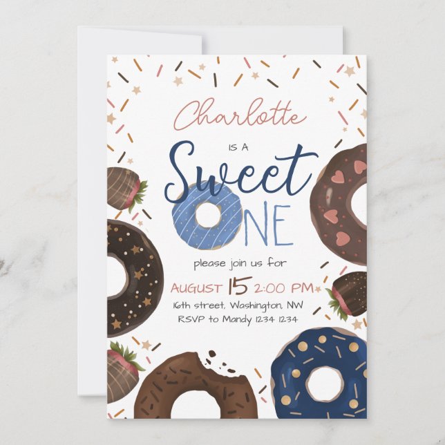 Doughnut Sweet One Birthday Invitation (Front)