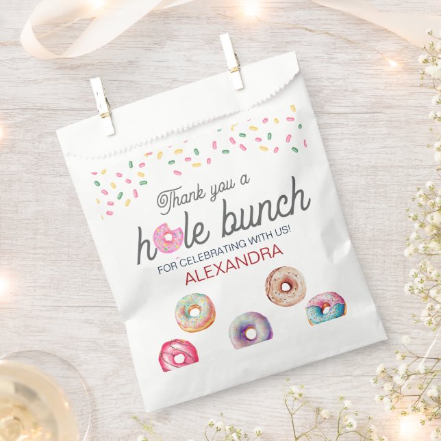 Doughnut sweet one pink 1st birthday party favour bags (Clipped)