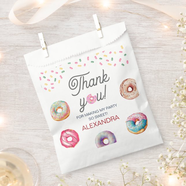 Doughnut sweet one pink 1st birthday party favour bags (Clipped)
