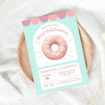 Doughnut Sweet Shop Birthday Invitation