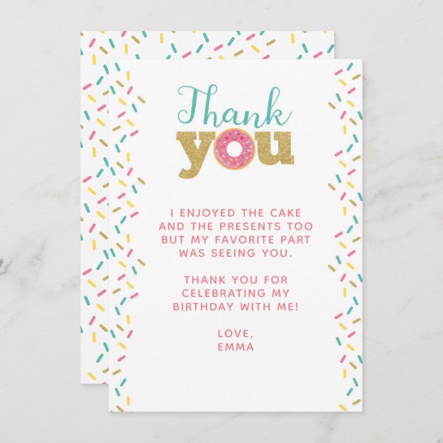 Doughnut Thank You Cards (Front/Back)