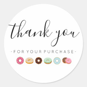 Doughnut Thank You for Your Purchase Classic Round Sticker