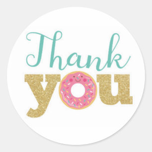 Doughnut Thank You Labels, Doughnut Sticker