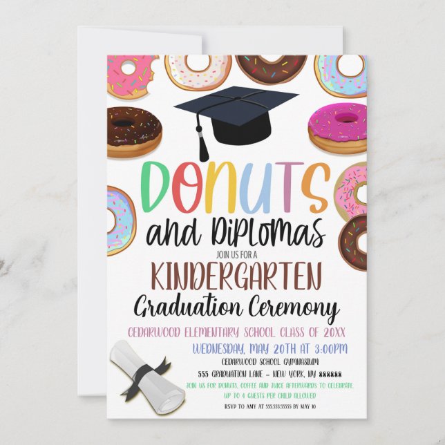Doughnut Theme Graduation Invitation (Front)