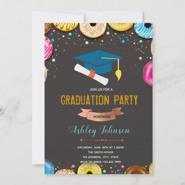 Doughnut Theme graduation invitation (Front)