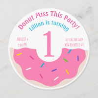 Doughnut themed First1st birthday party invitation