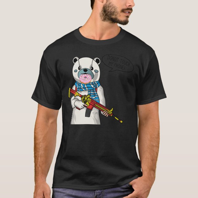 Doughnut Touch My Phone Panda With Gun Classic T-S T-Shirt (Front)