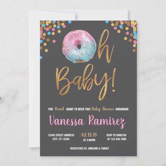 Doughnut Twins Neutral baby Shower Invitation (Front)