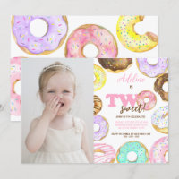 Doughnut Two Sweet 2nd Birthday Girl Cute Party