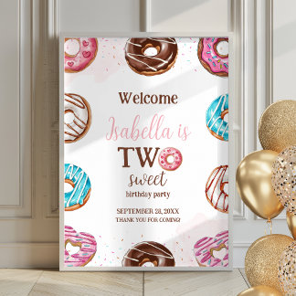 Doughnut Two Sweet Girl Sprinkles Poster Welcome S