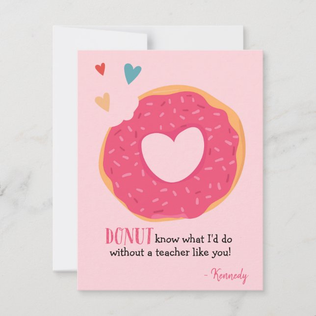 Doughnut Valentine Holiday Teacher Card (Front)