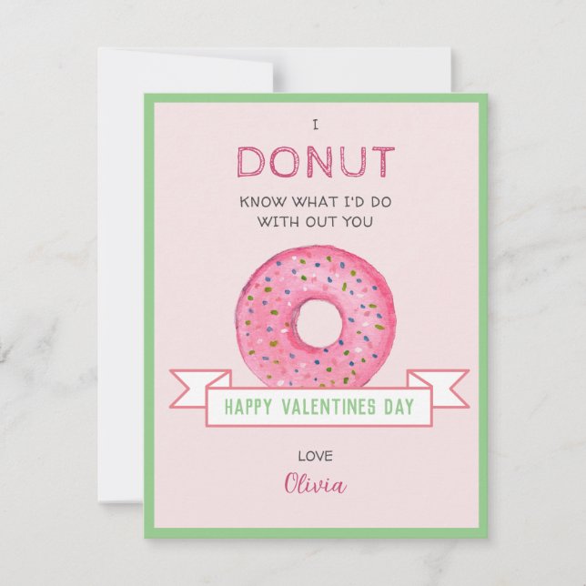 Doughnut Valentines day Mini flat  Note Card (Front)