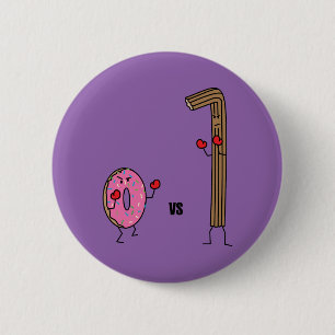 Doughnut versus Churro dessert fried dough sugar 6 Cm Round Badge