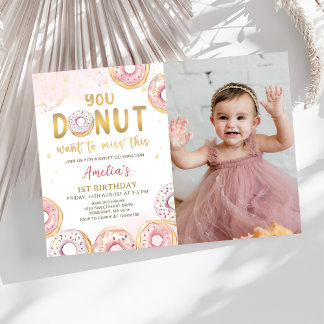 Doughnut Want To Miss This Pink Doughnut Birthday  Invitation