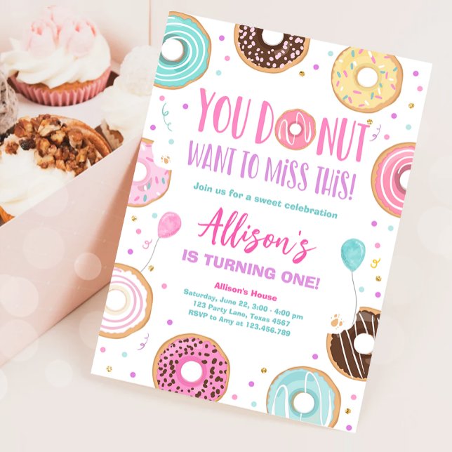 Doughnut Want To Miss This Pink Sweet Girl Birthda Invitation (Creator Uploaded)