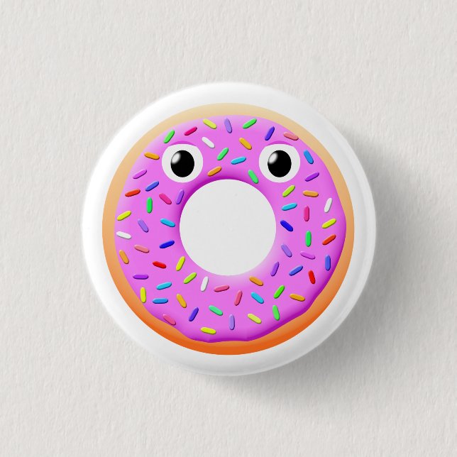 Doughnut With Eyes And Sprinkles Drawing 3 Cm Round Badge (Front)