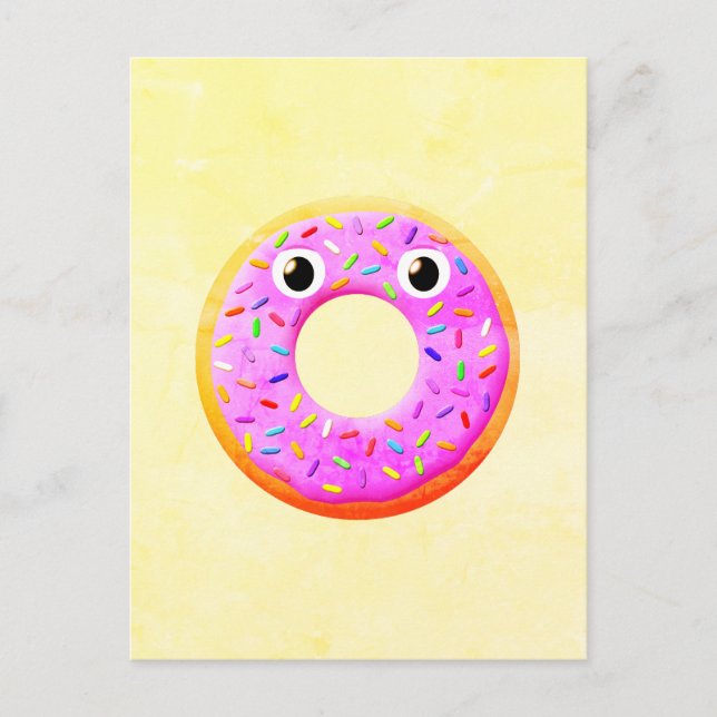 Doughnut With Eyes And Sprinkles Drawing Postcard (Front)