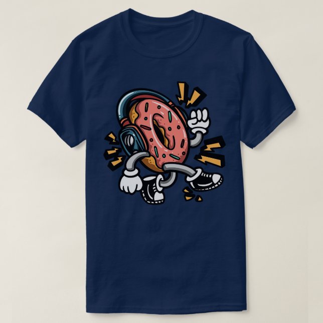 Doughnut With Headphones 1 T-Shirt (Design Front)