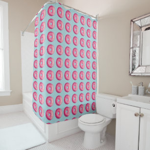 Doughnut With Pink Frosting And Sprinkles Tiled Shower Curtain