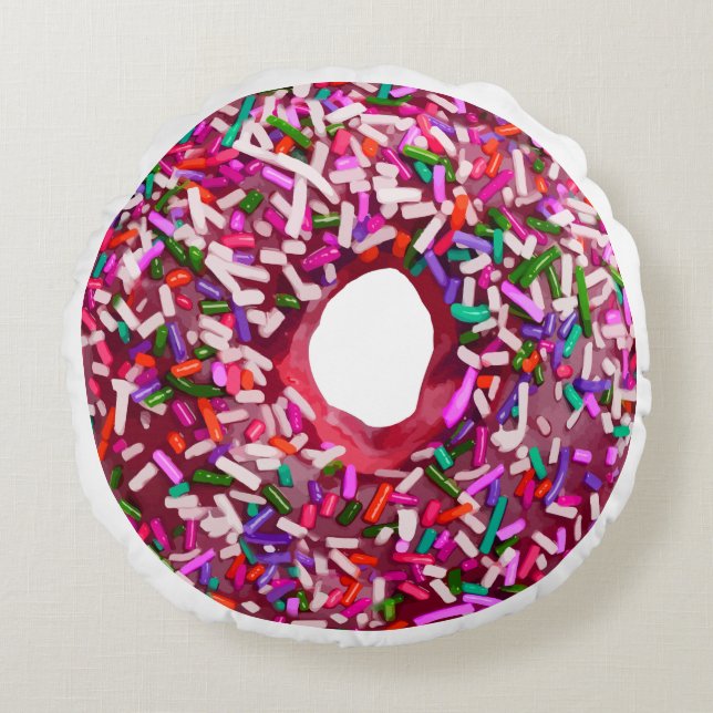Doughnut With Sprinkles Round Cushion (Front)