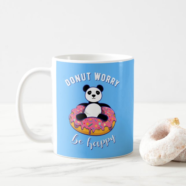 Doughnut Worry Be Happy II Coffee Mug (With Donut)