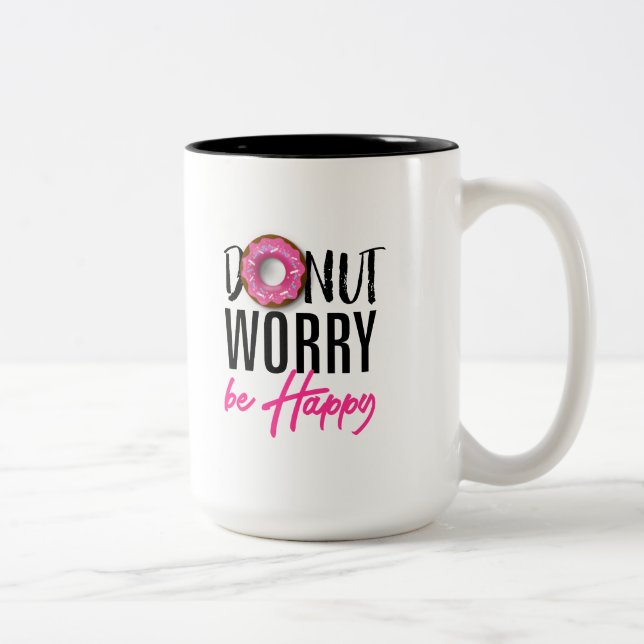 Doughnut Worry be Happy Two-Tone Coffee Mug (Right)