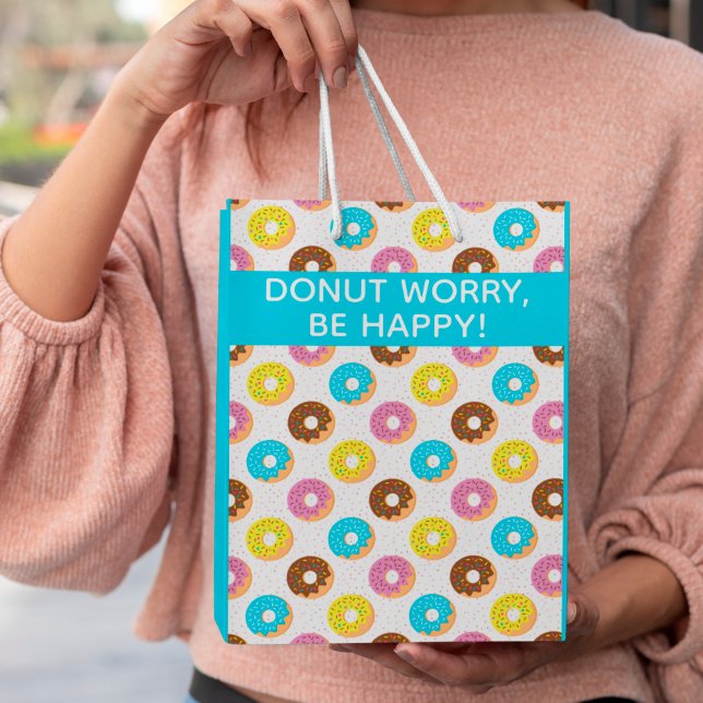doughnut worry be happy with sprinkles medium gift bag (Creator Uploaded)