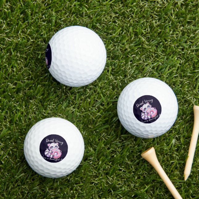 Doughnut Worry Cute Kawaii Racoon  Golf Balls (Insitu Grass)